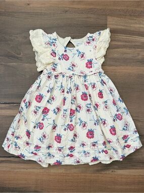 Cupcakes and Cashmere Swiss Dot Ruffle Sleeve Floral Print Dress Size 3T